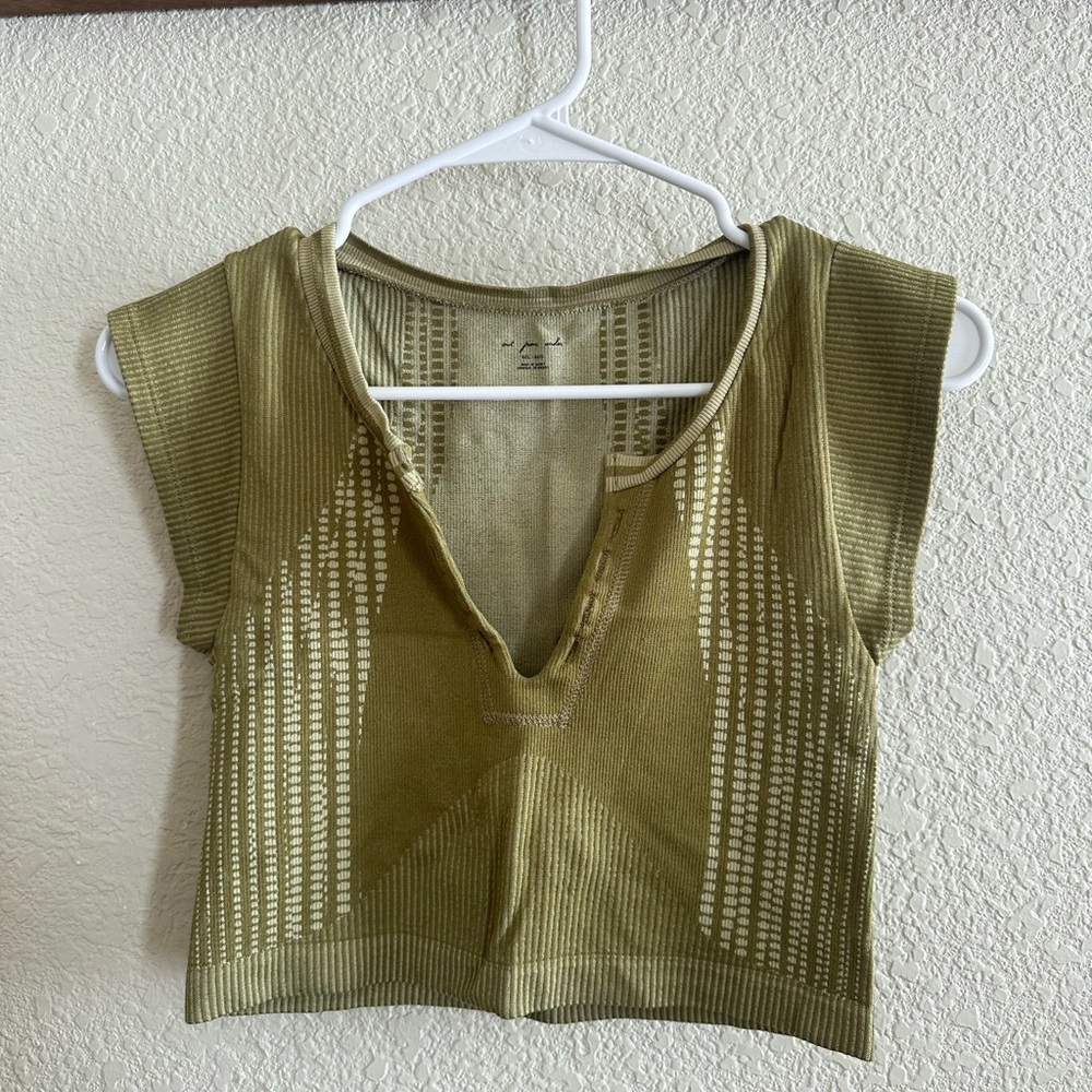 Urban Outfitters Olive and Beige cropped top
